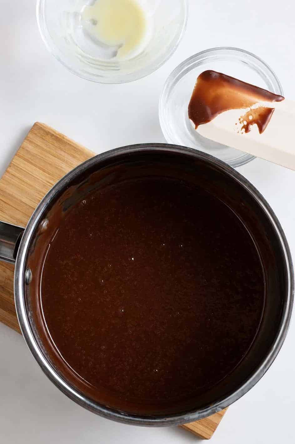 melting ingredients for hot fudge sauce