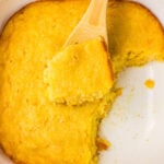 jiffy corn casserole with a spoon