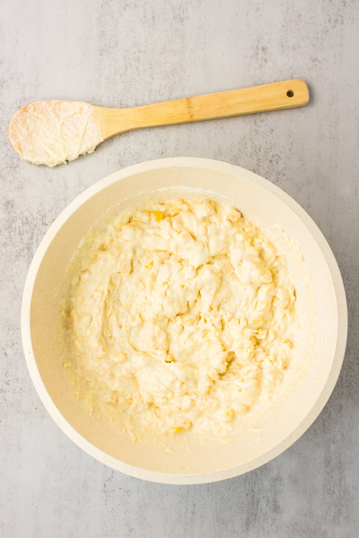 batter mixed up for corn casserole