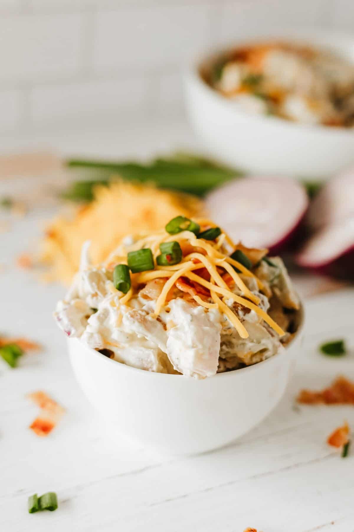 small bowl of loaded potato salad