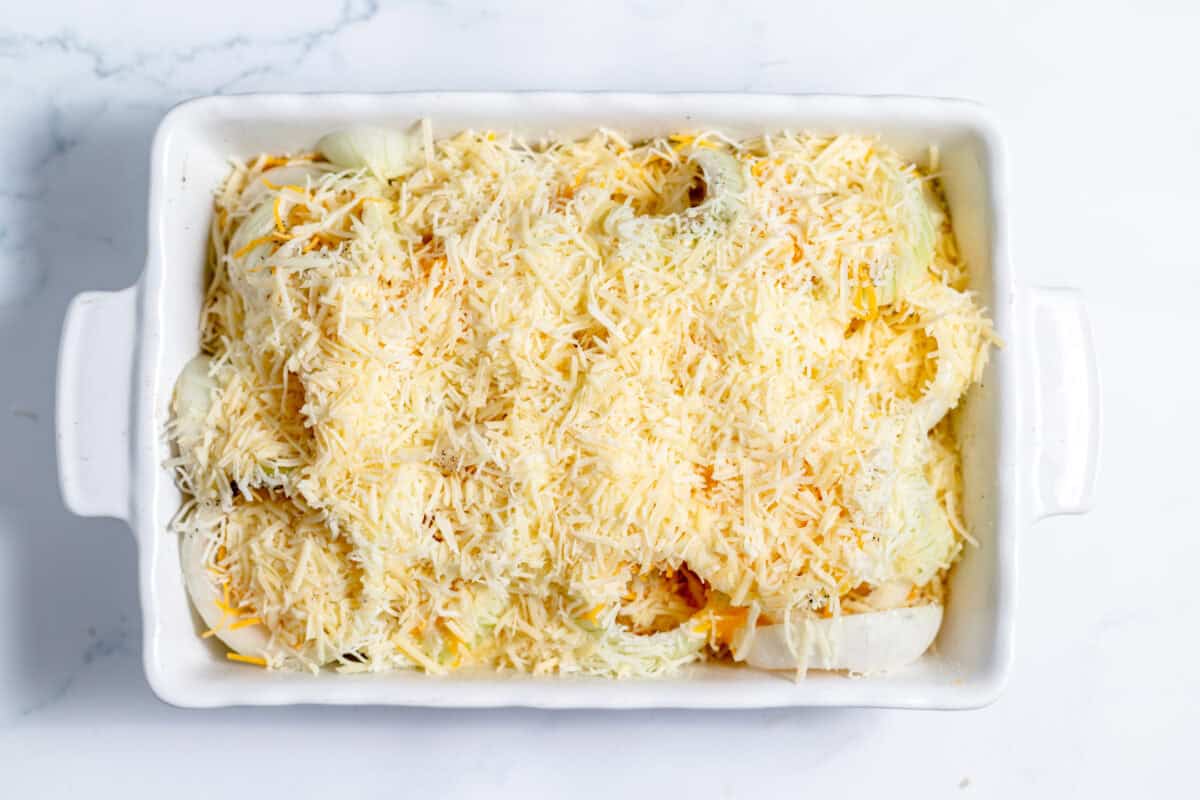 sliced onions covered in butter and cheese