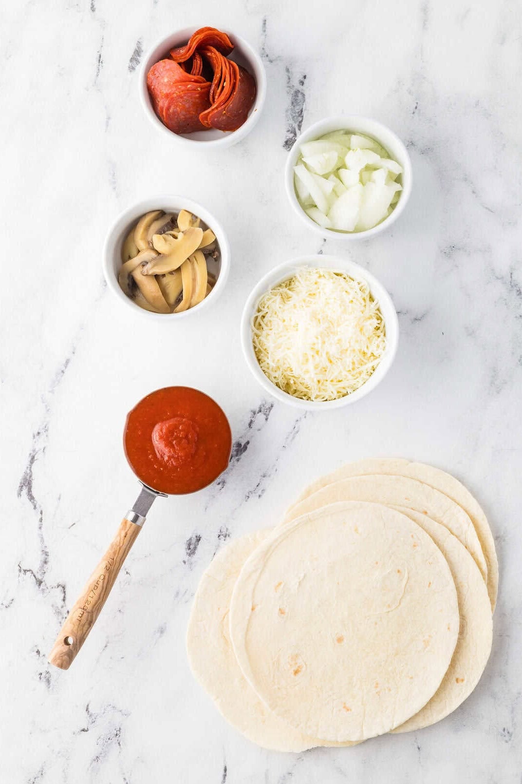 ingredients for tortilla pizza