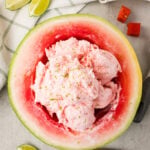 frozen watermelon ice cream in watermelon rind
