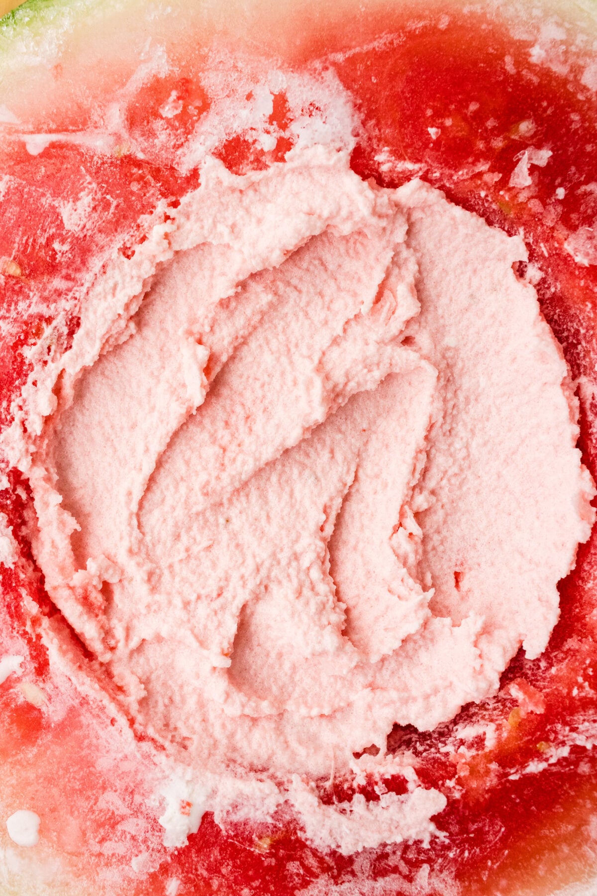 watermelon ice cream in half a watermelon