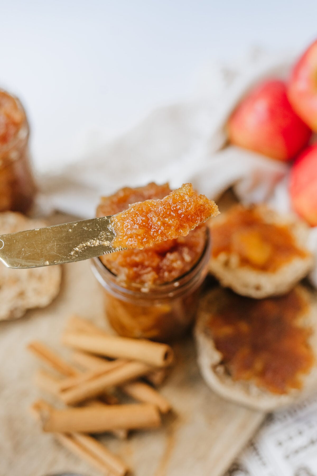 apple jam on a butter knife