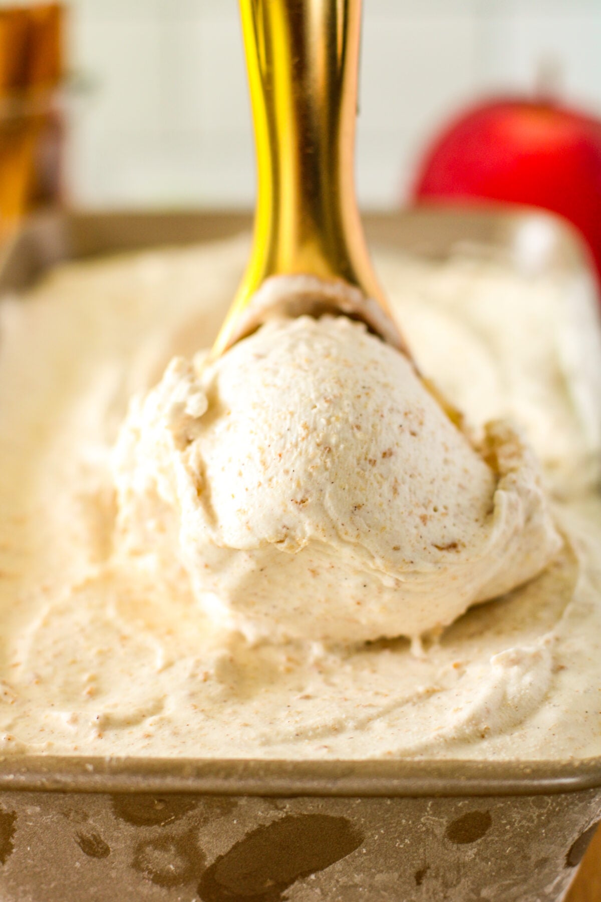 scooping out apple pie ice cream