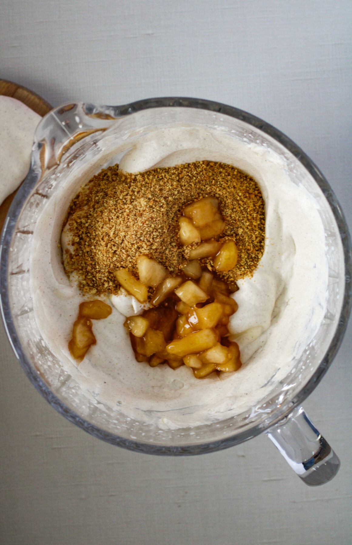 apple pie filling added to ice cream mixture