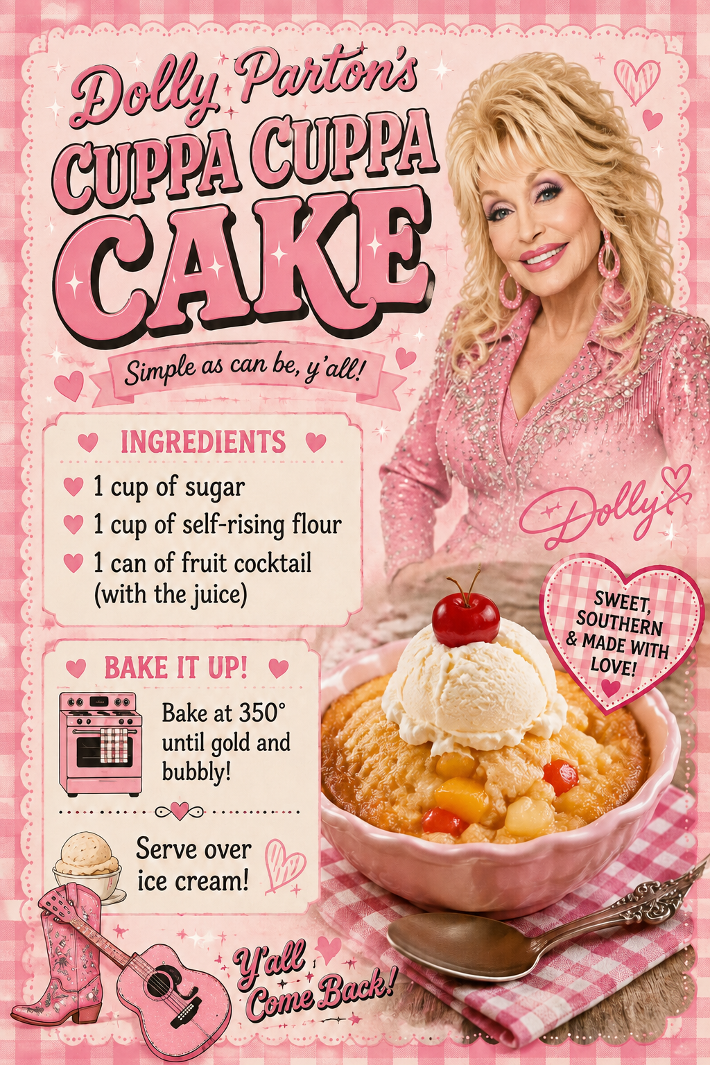 Dolly Parton Fruit Cocktail Cake Pin