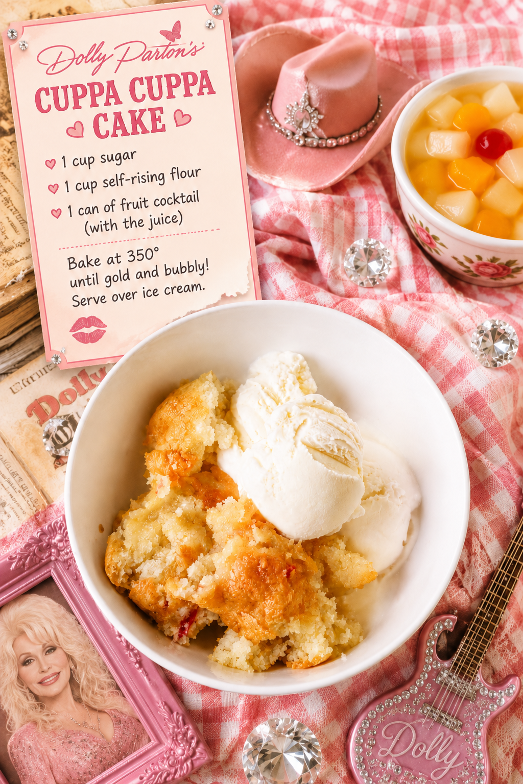 Dolly Parton Fruit Cocktail Cake Pin