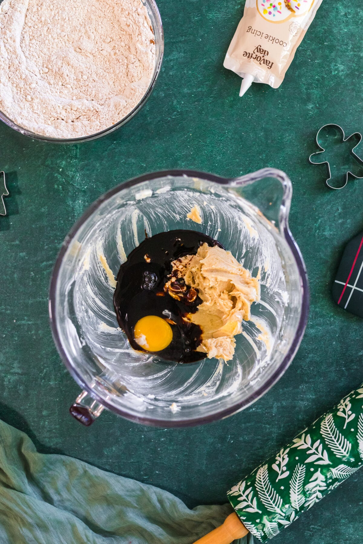 molasses and egg added to cookie dough