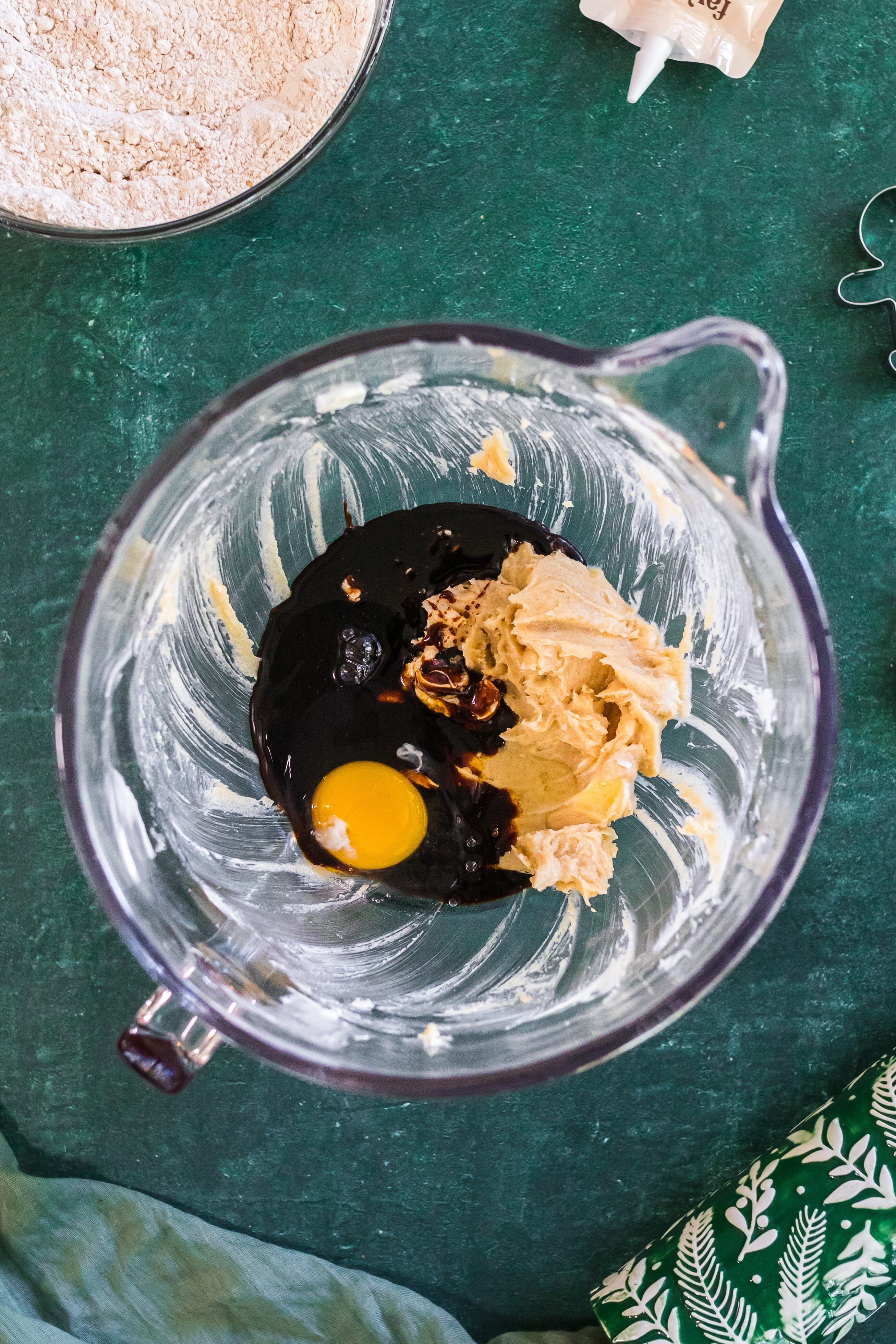molasses and egg added to cookie dough