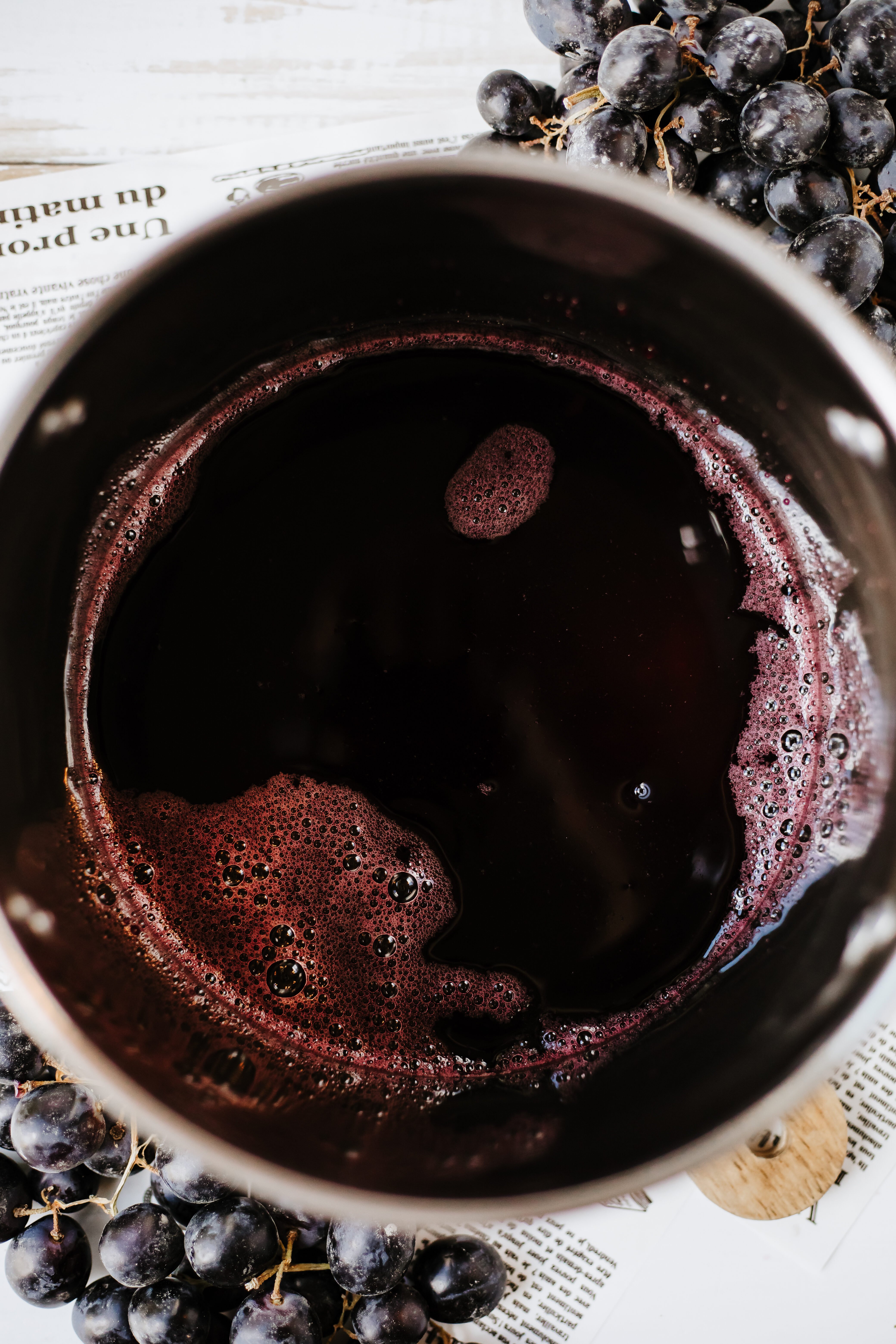 grape juice in stock pot