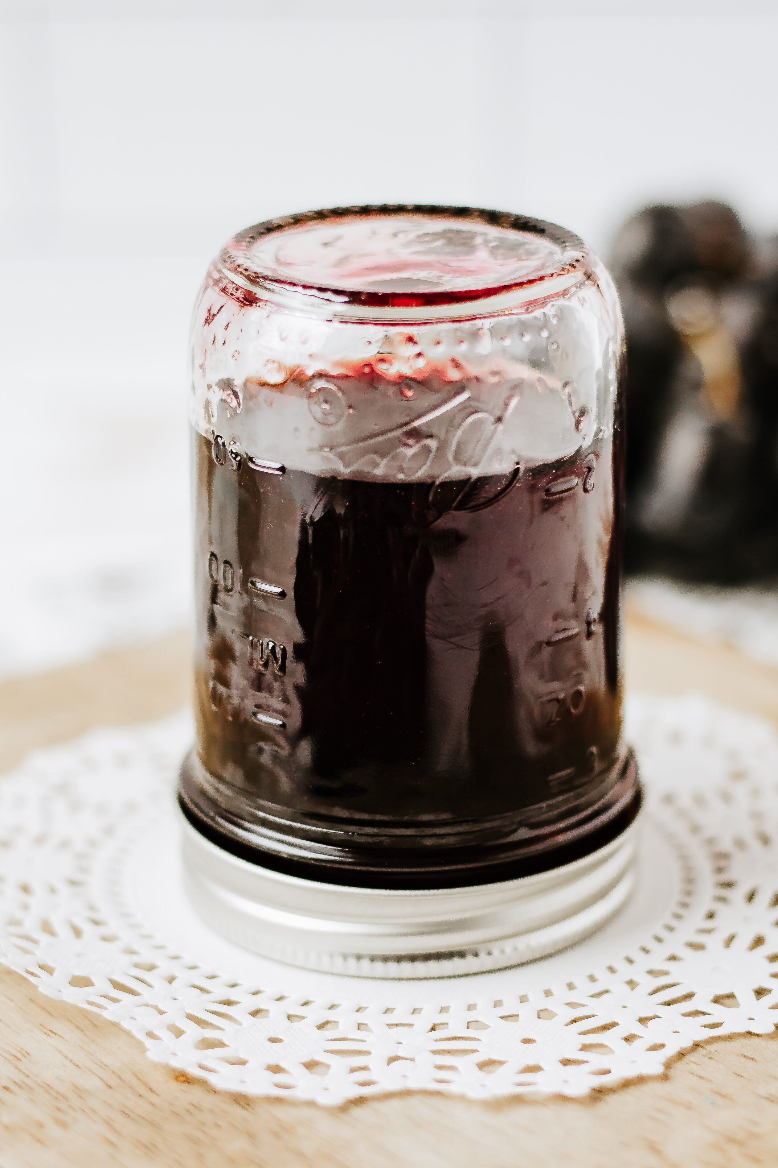 jar of grape jelly flipped upside down