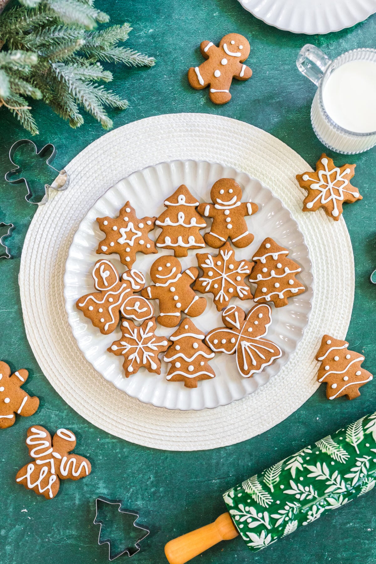 iced gingerbread cookies on a plate