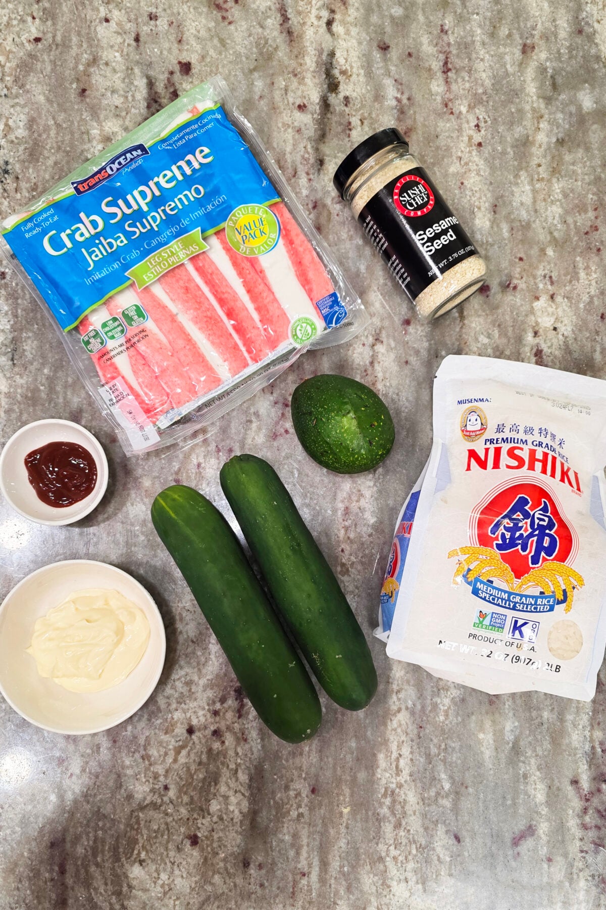 ingredients for cucumber sushi boats