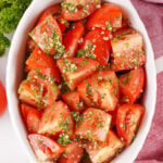 Marinated Tomatoes in a white dish