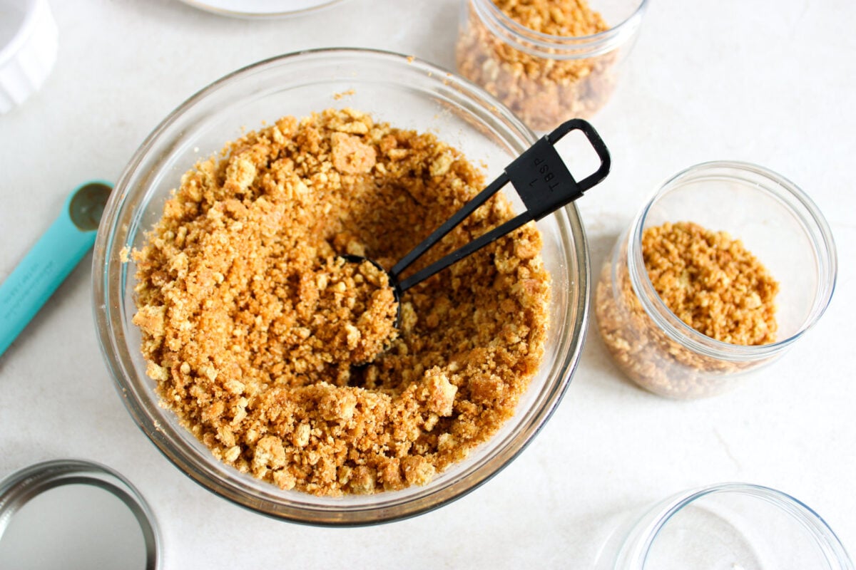 graham cracker crumbs in a bowl