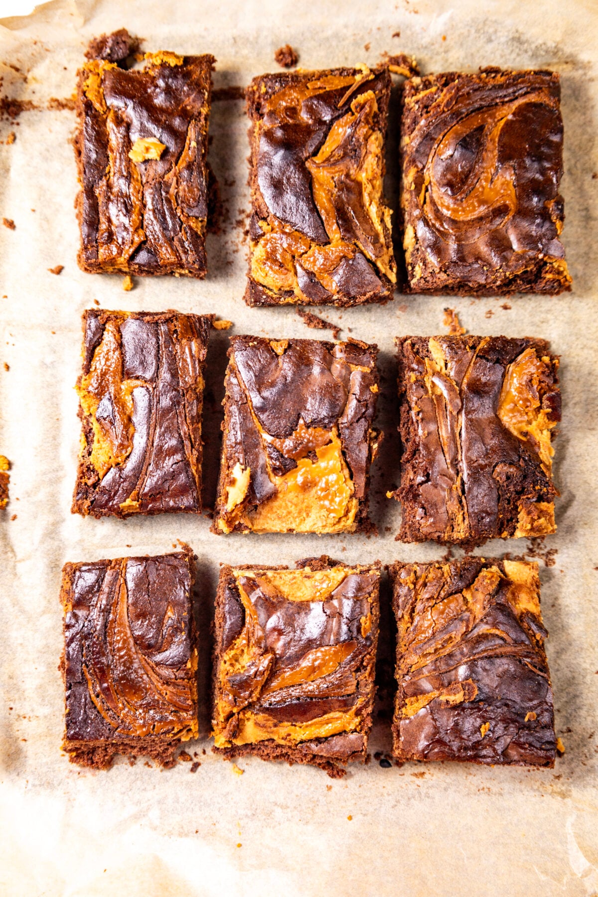 sliced peanut butter brownies