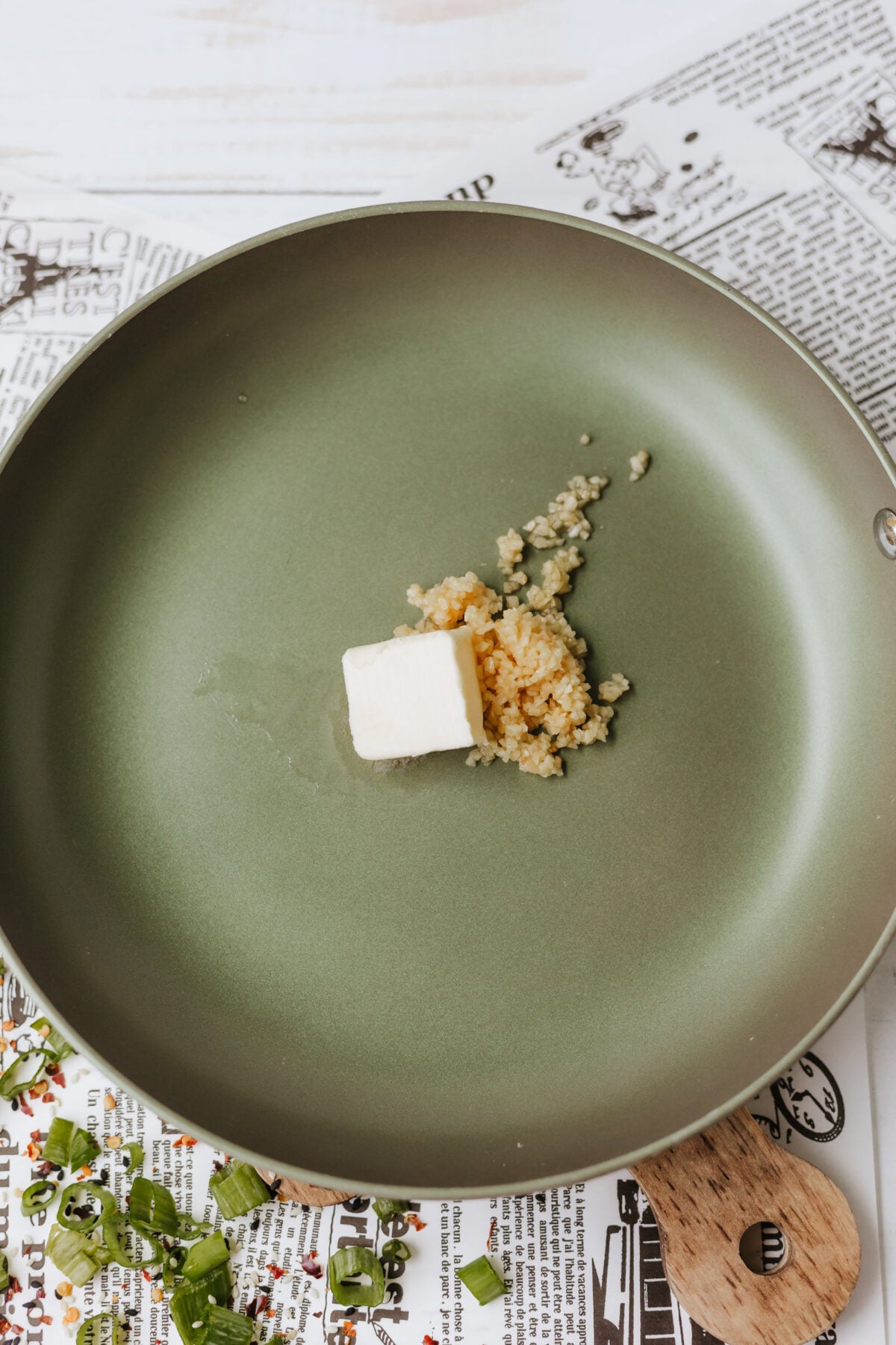 butter and garlic in a skillet