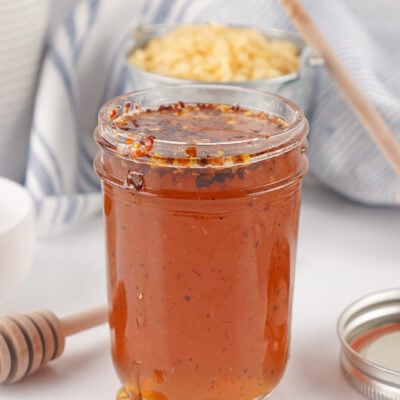 hot honey in a half pint jar
