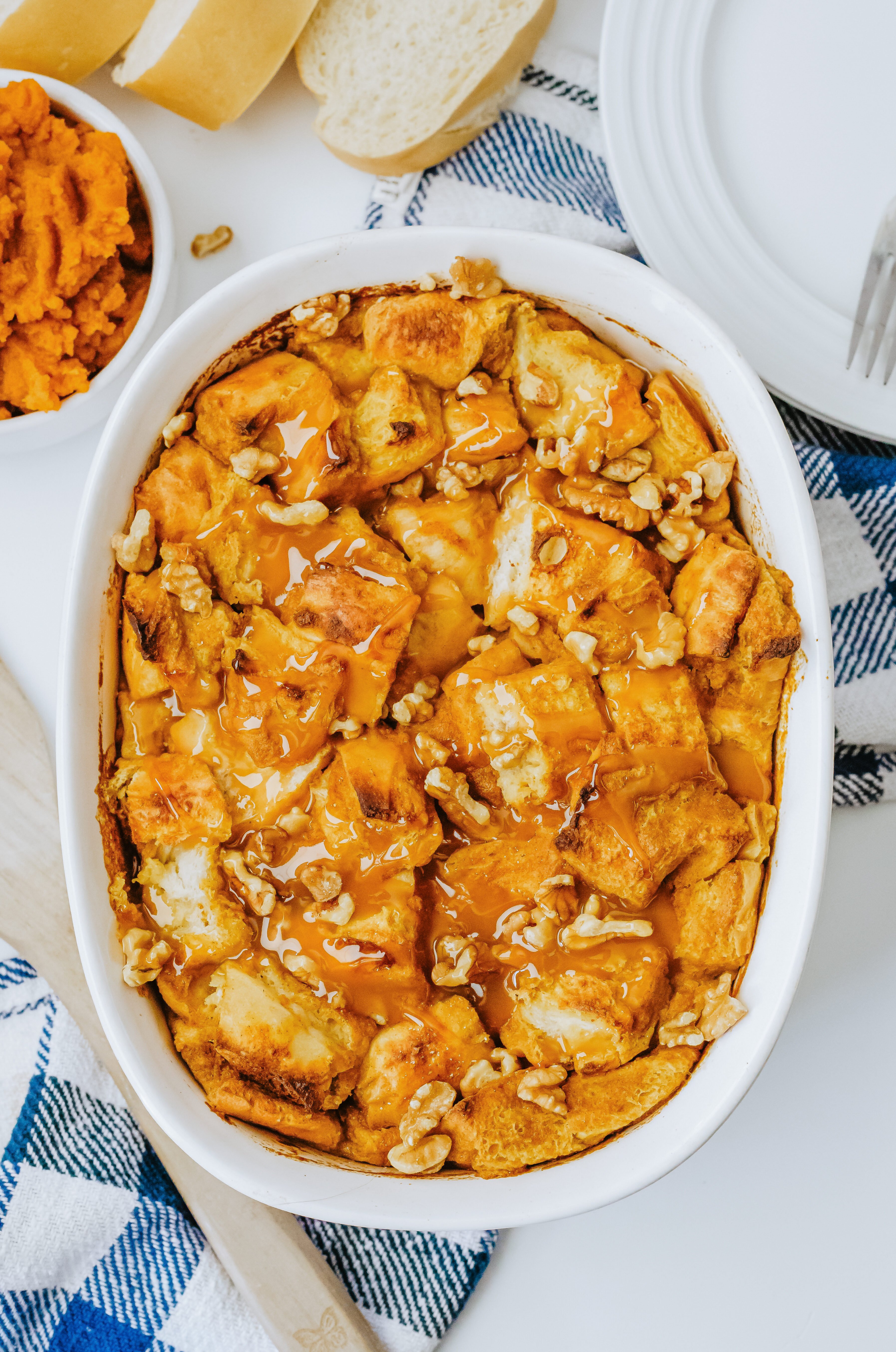 baked pumpkin bread pudding