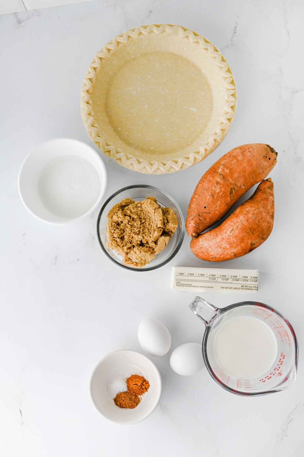 ingredients for sweet potato pie