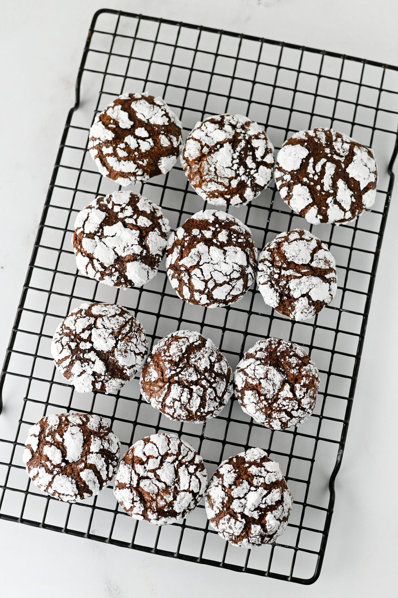 crackle cookies cooling on a wire rack