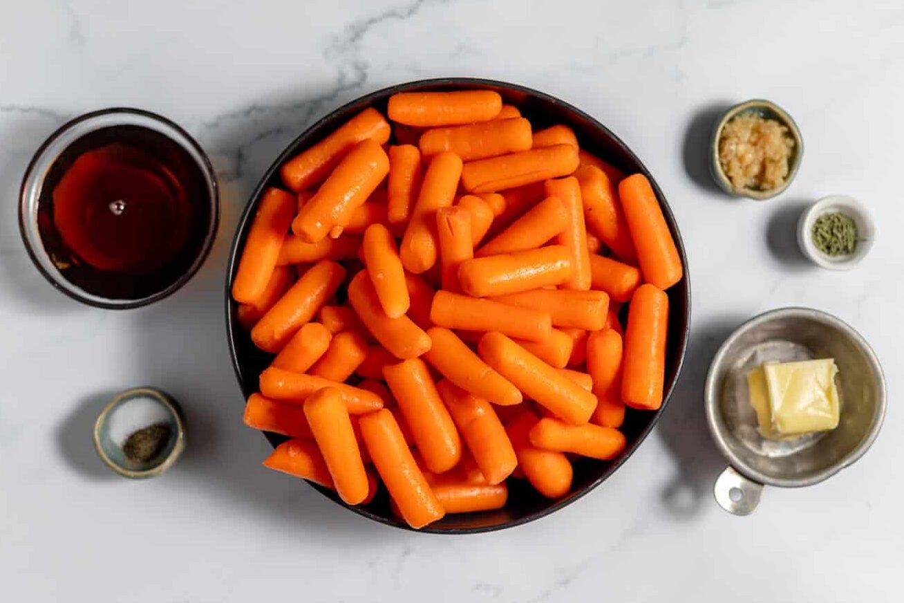 ingredients for maple glazed carrots