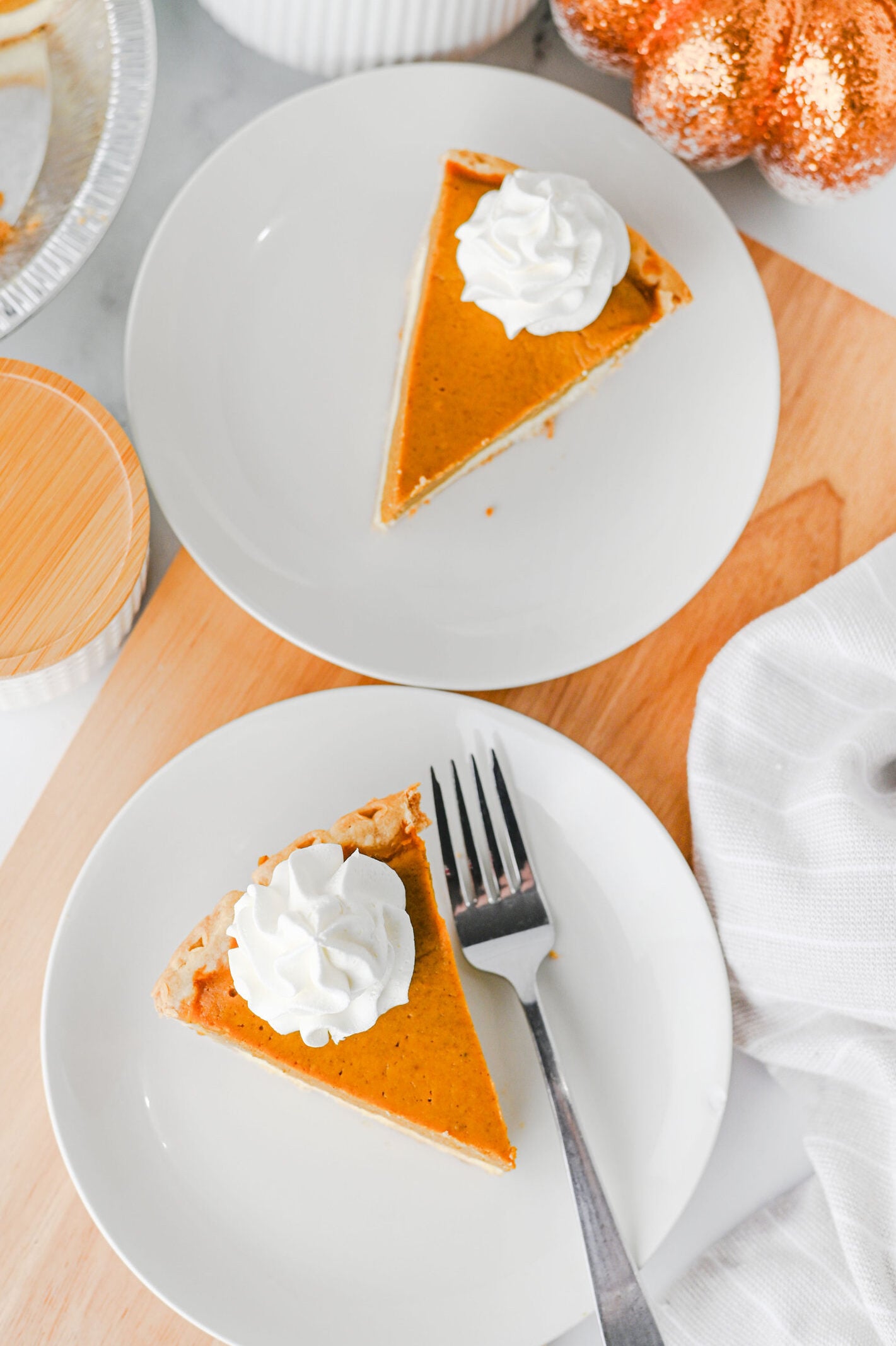 slices of pumpkin pie cheesecake