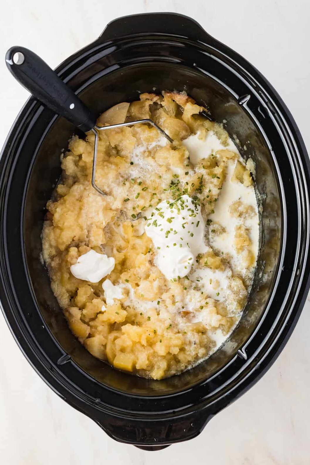 ingredients added to cooked potatoes