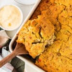 southern cornbread dressing in a baking dish