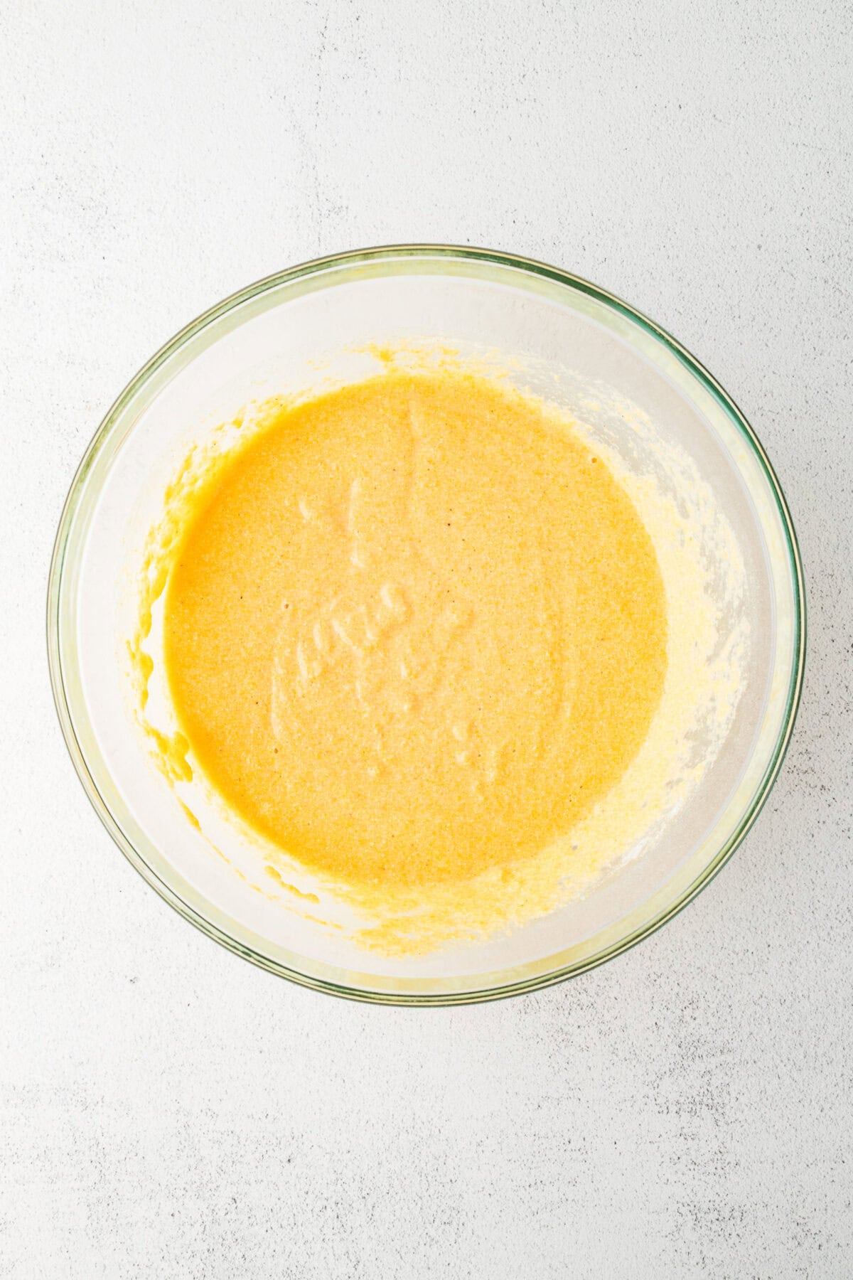 cornbread batter in a mixing bowl