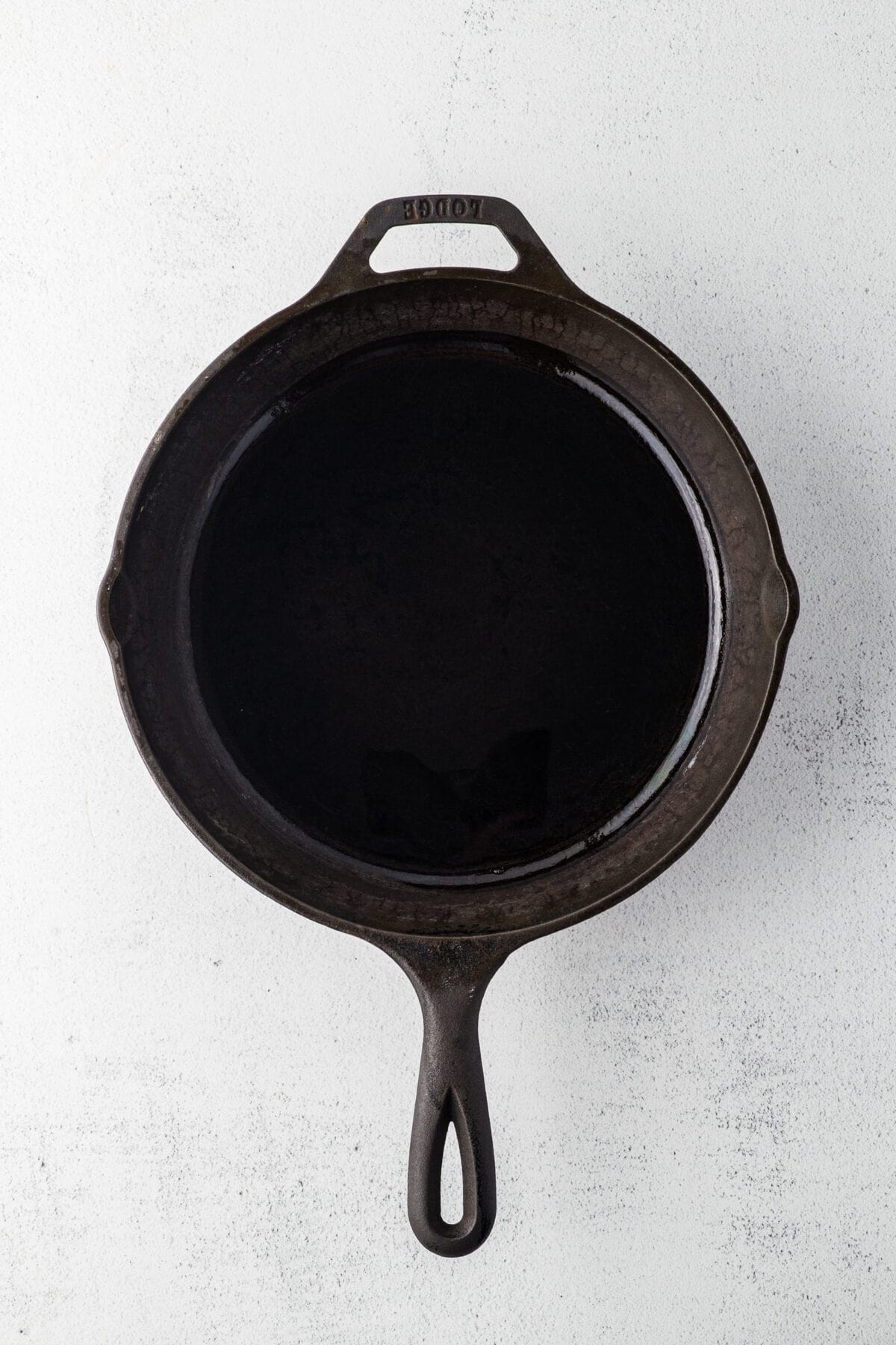 hot greased cast iron skillet