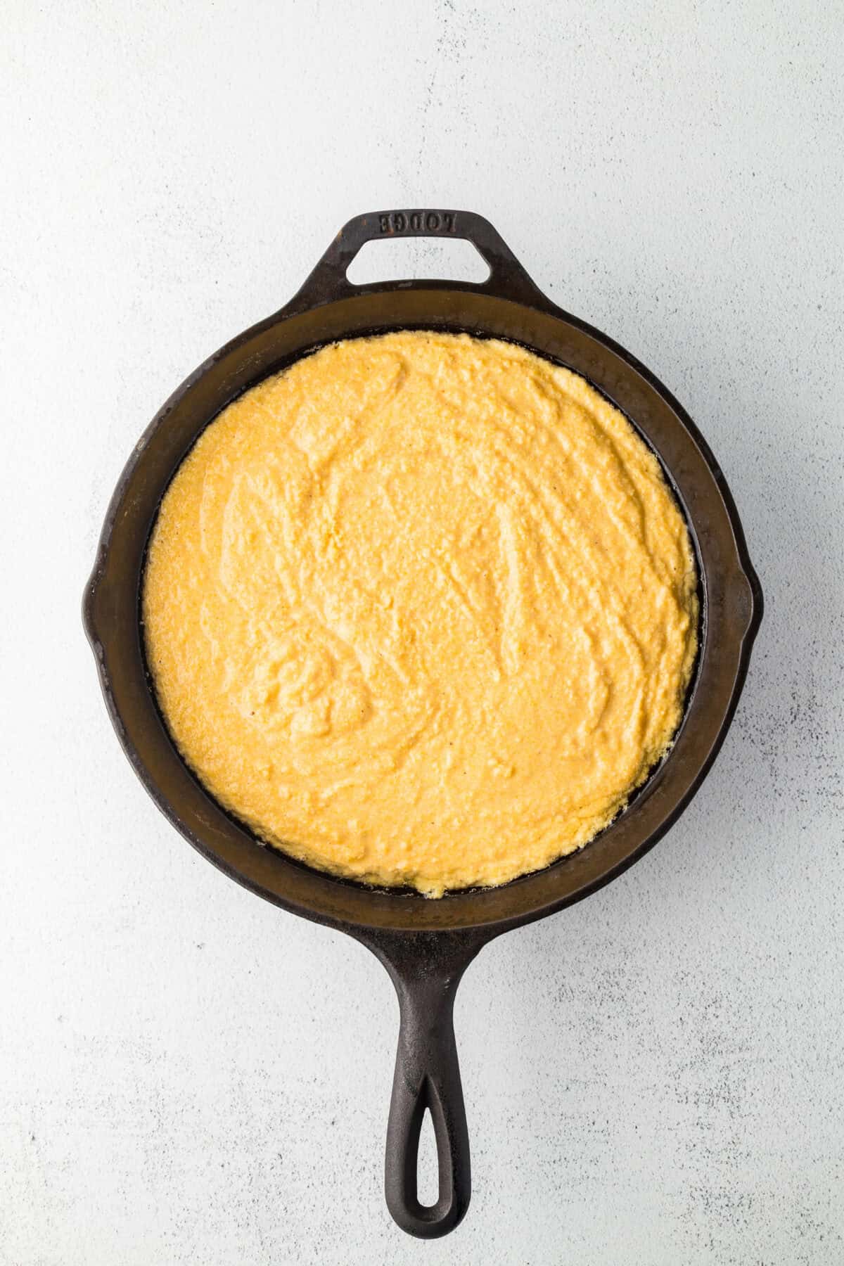 cornbread batter in skillet