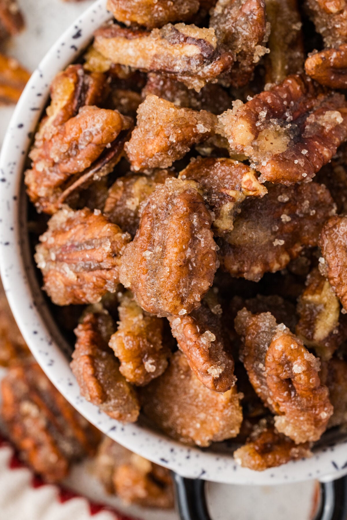 close up picture of spiced pecans