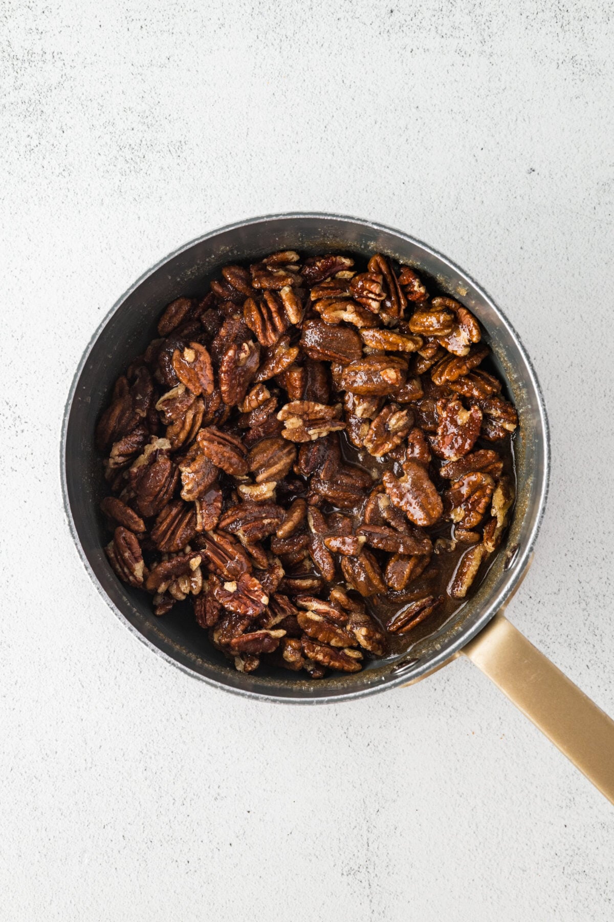 pecans in mixture in the pot