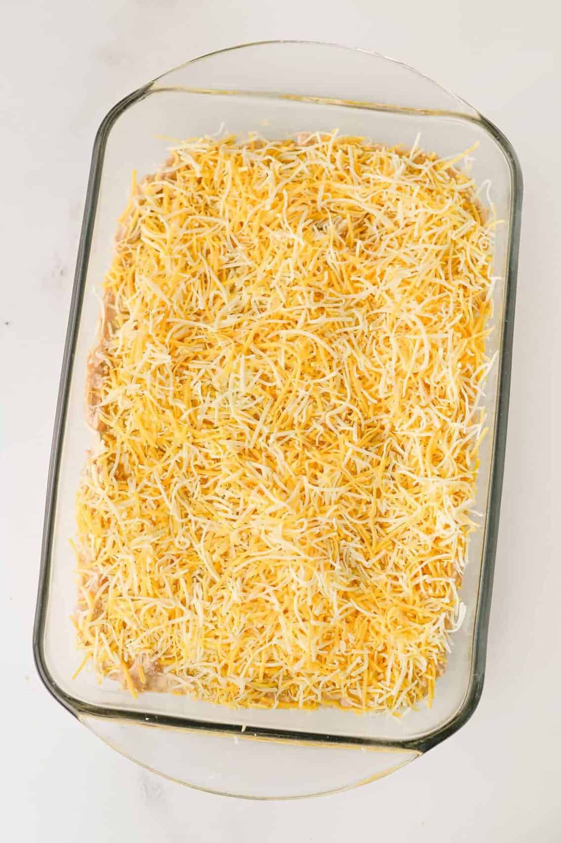 bean dip topped with cheese