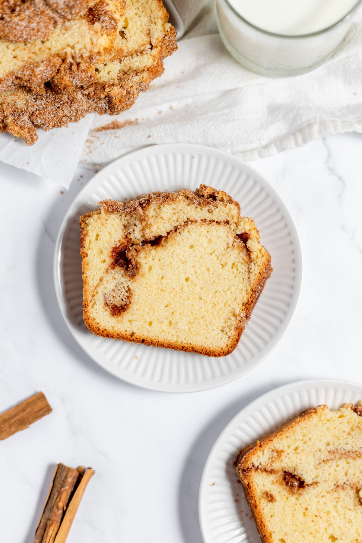 slice of snickerdoodle bread on a plate