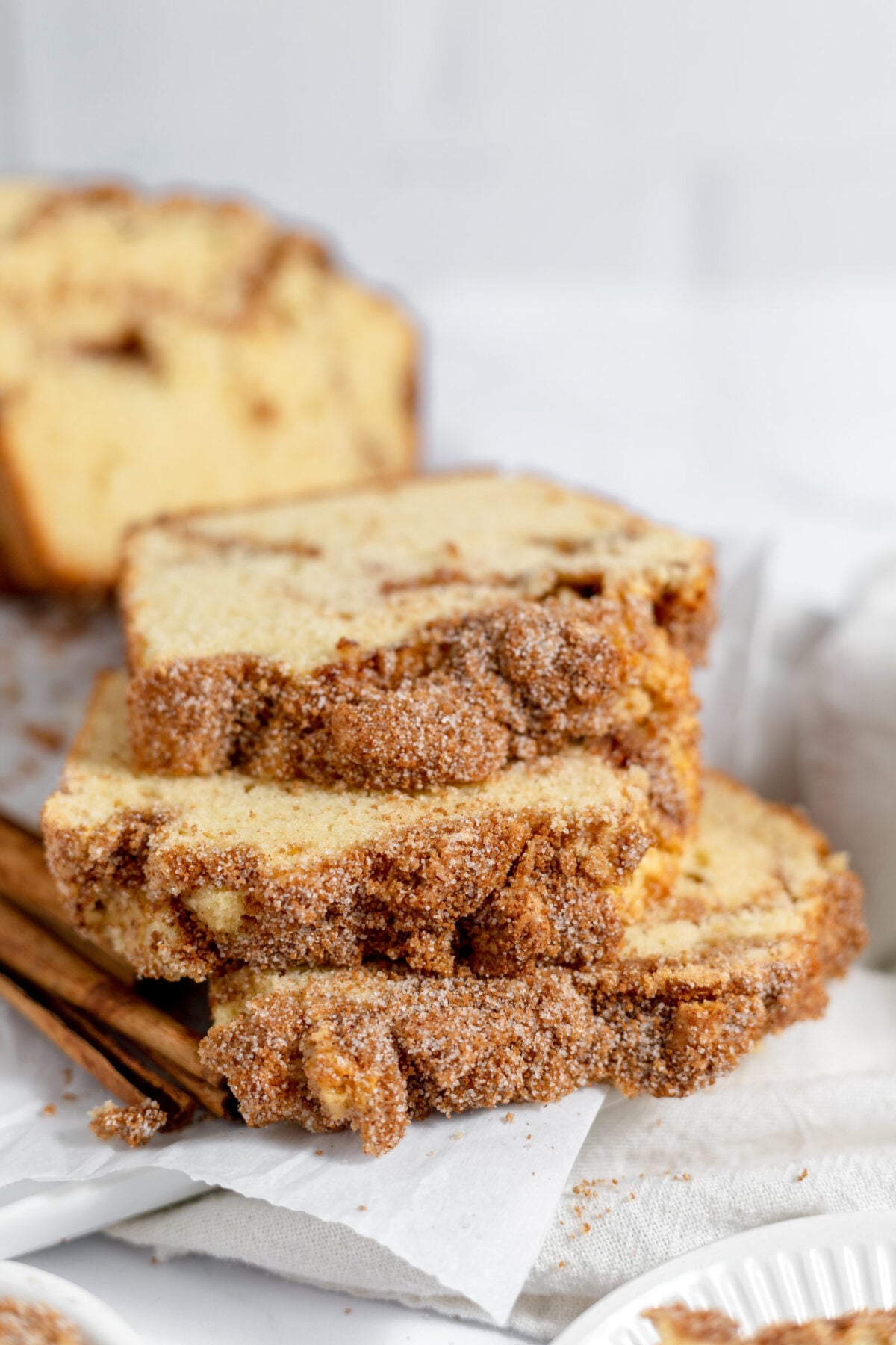 slices of snickerdoodle bread stacked up