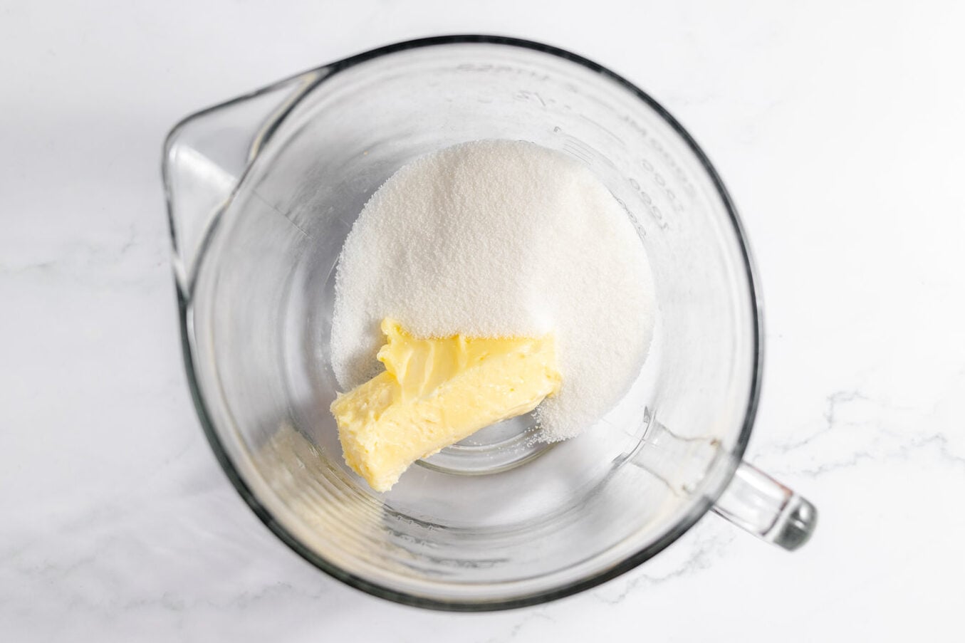 sugar and butter in a mixing bowl