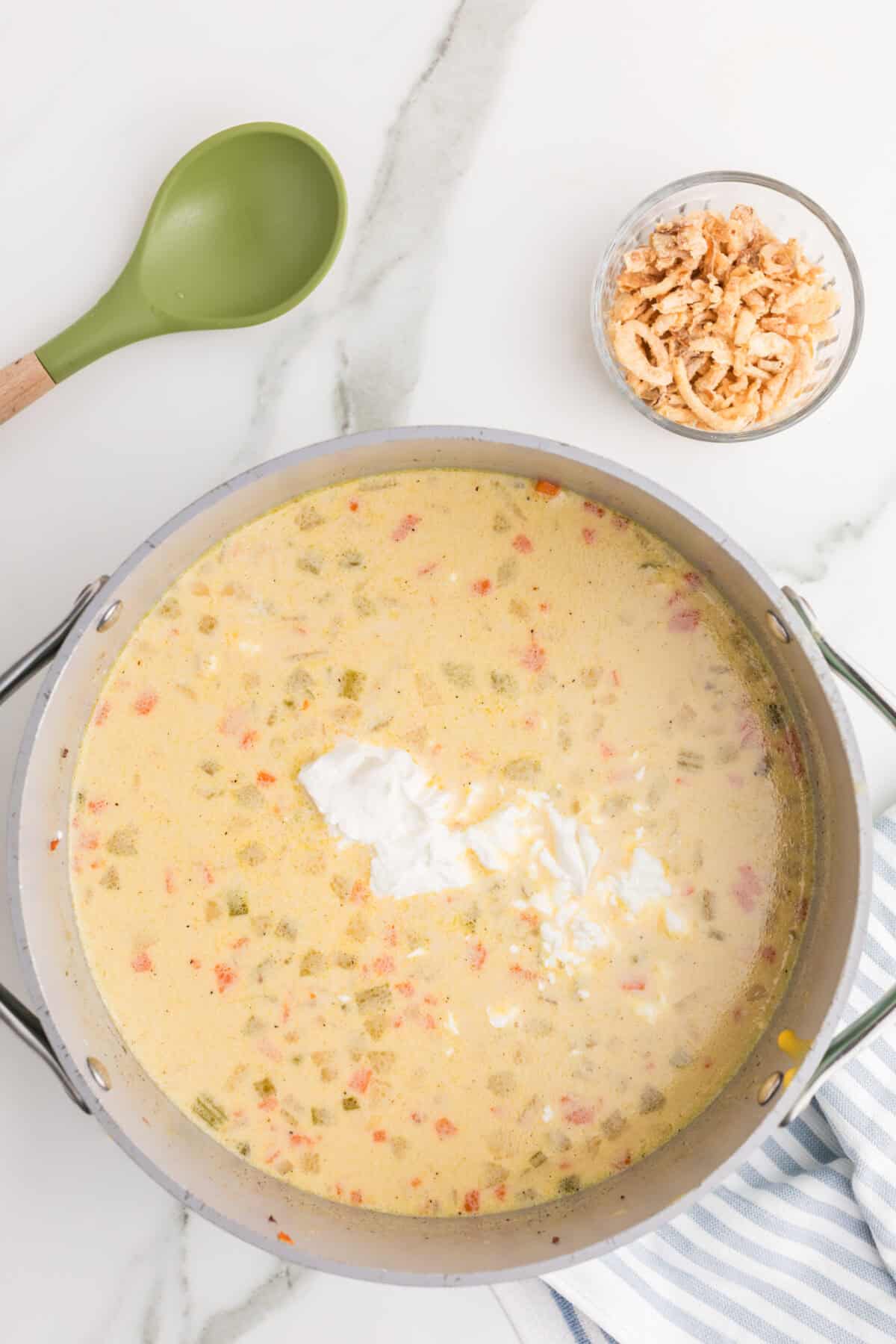 sour cream added to the soup
