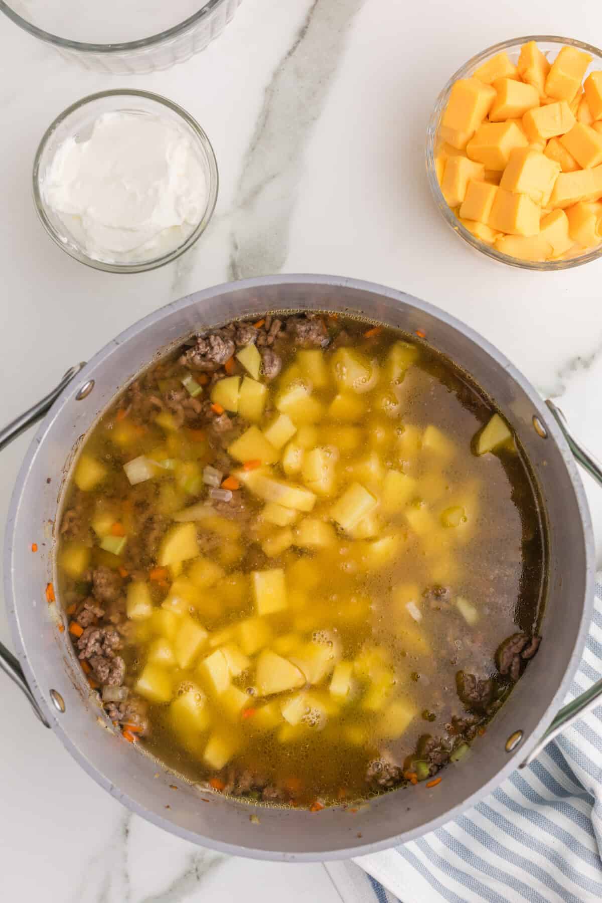raw potatoes added to cheeseburger soup