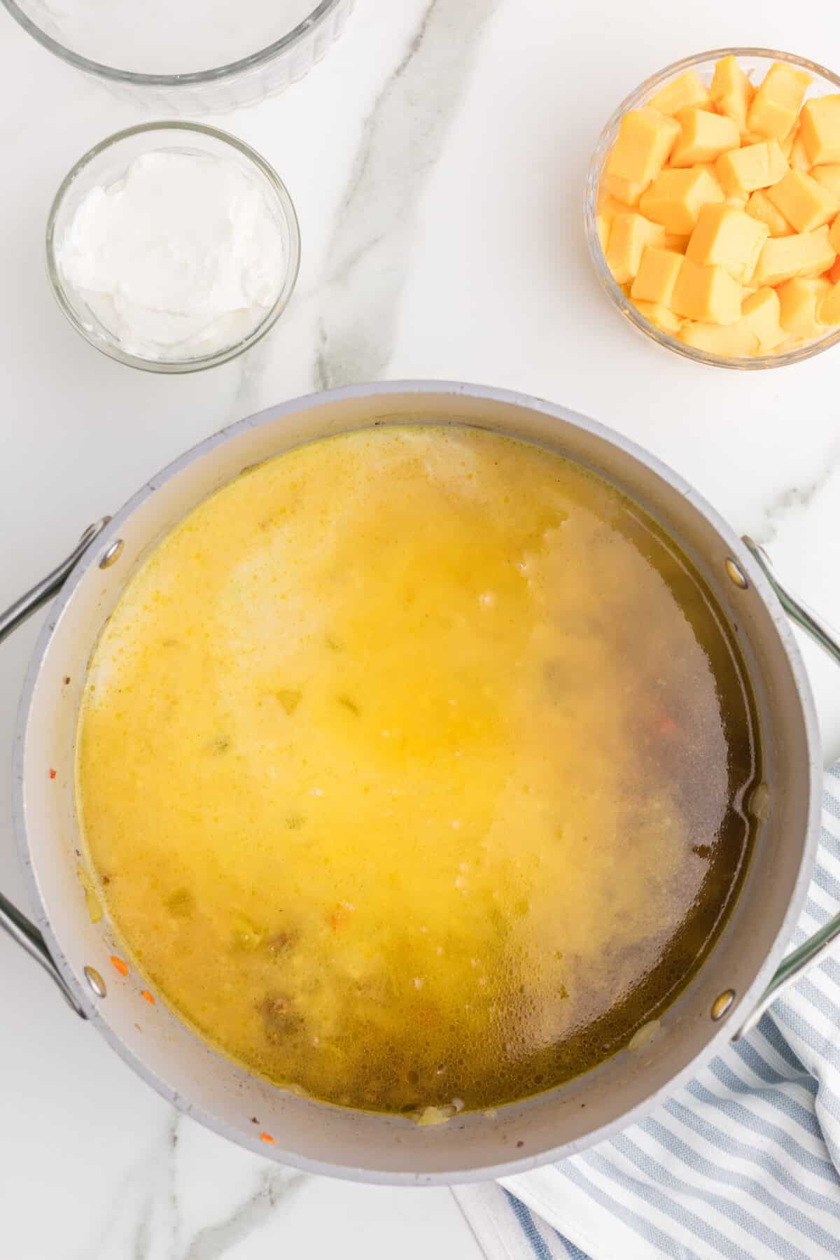 milk added to soup