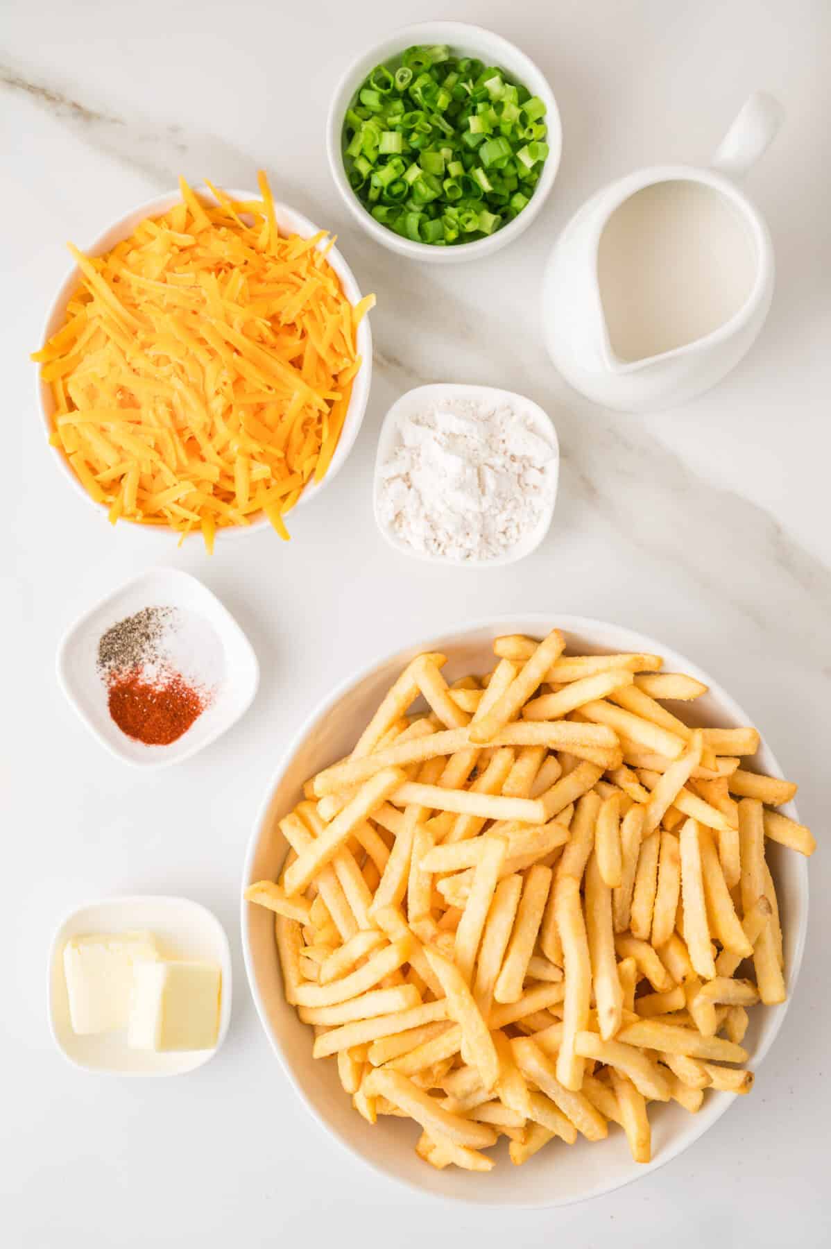 ingredients for cheesy fries recipe