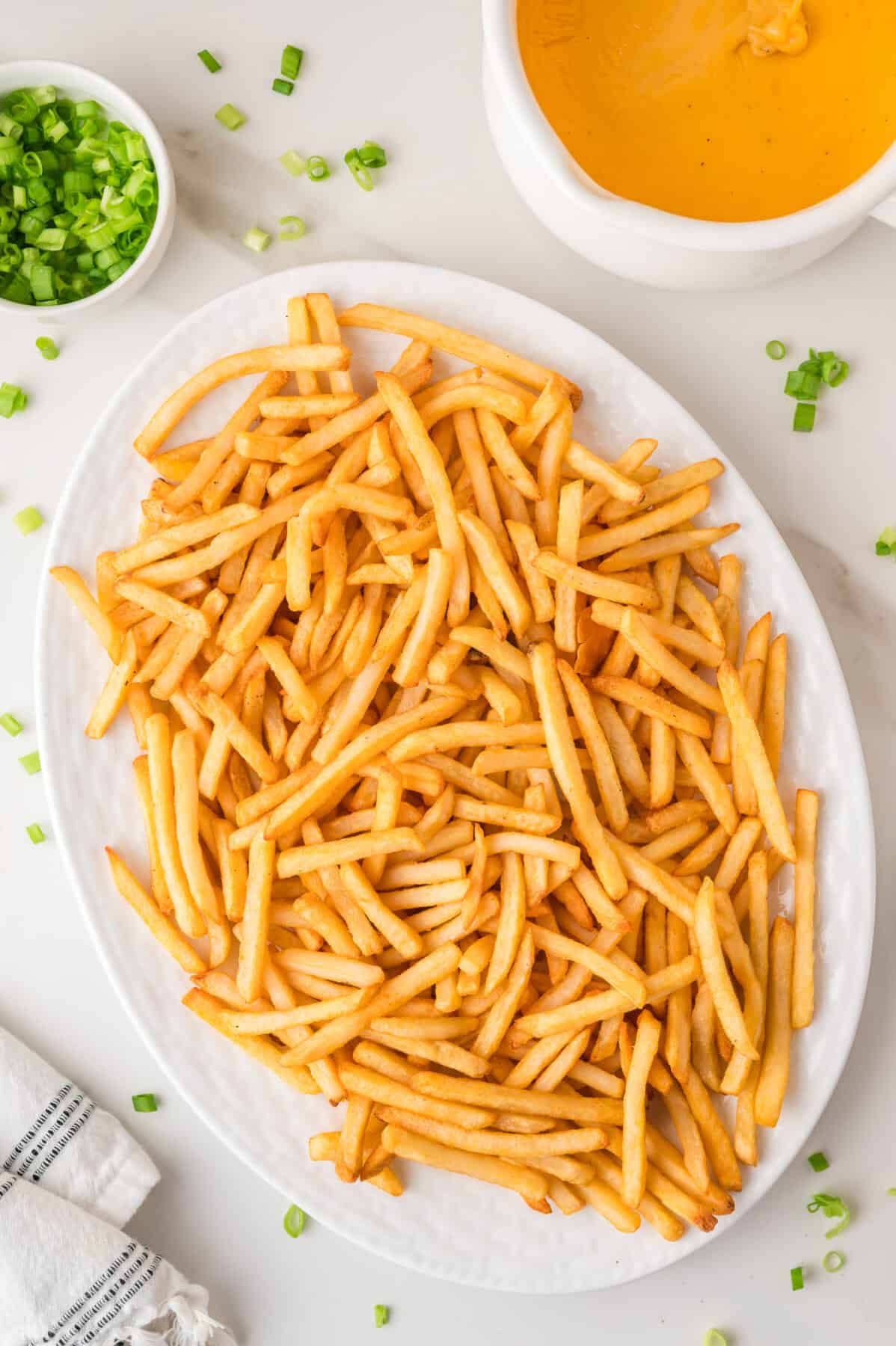 fries on a platter that have been air fried