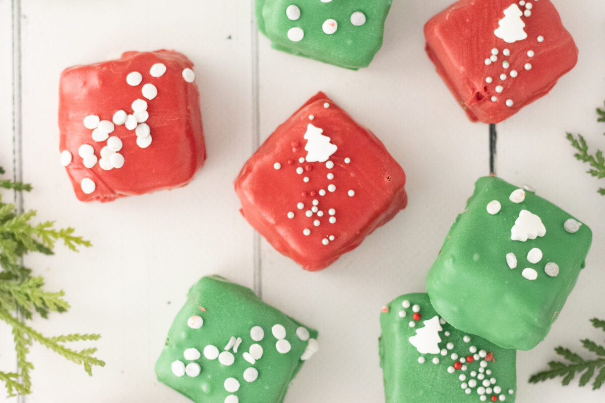 red and green cool whip candy with sprinkles