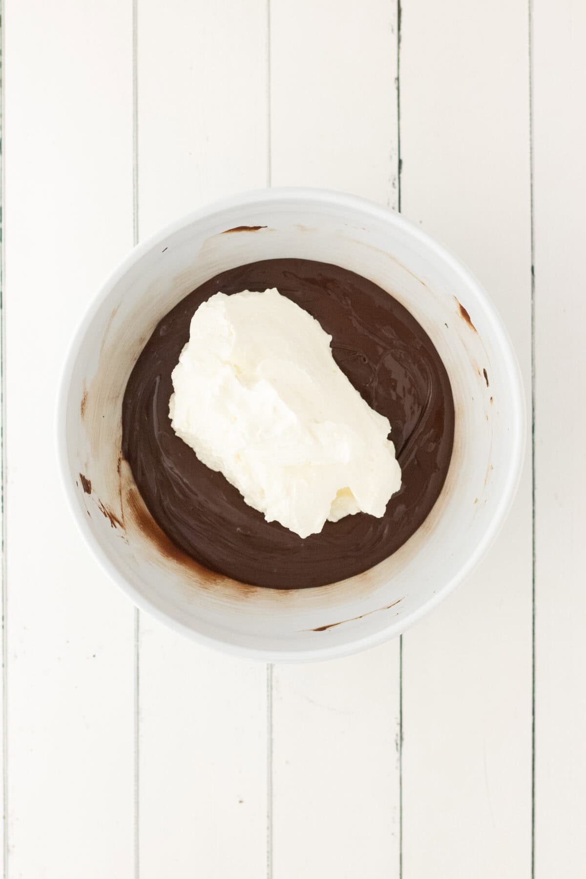 cool whip added to melted chocolate