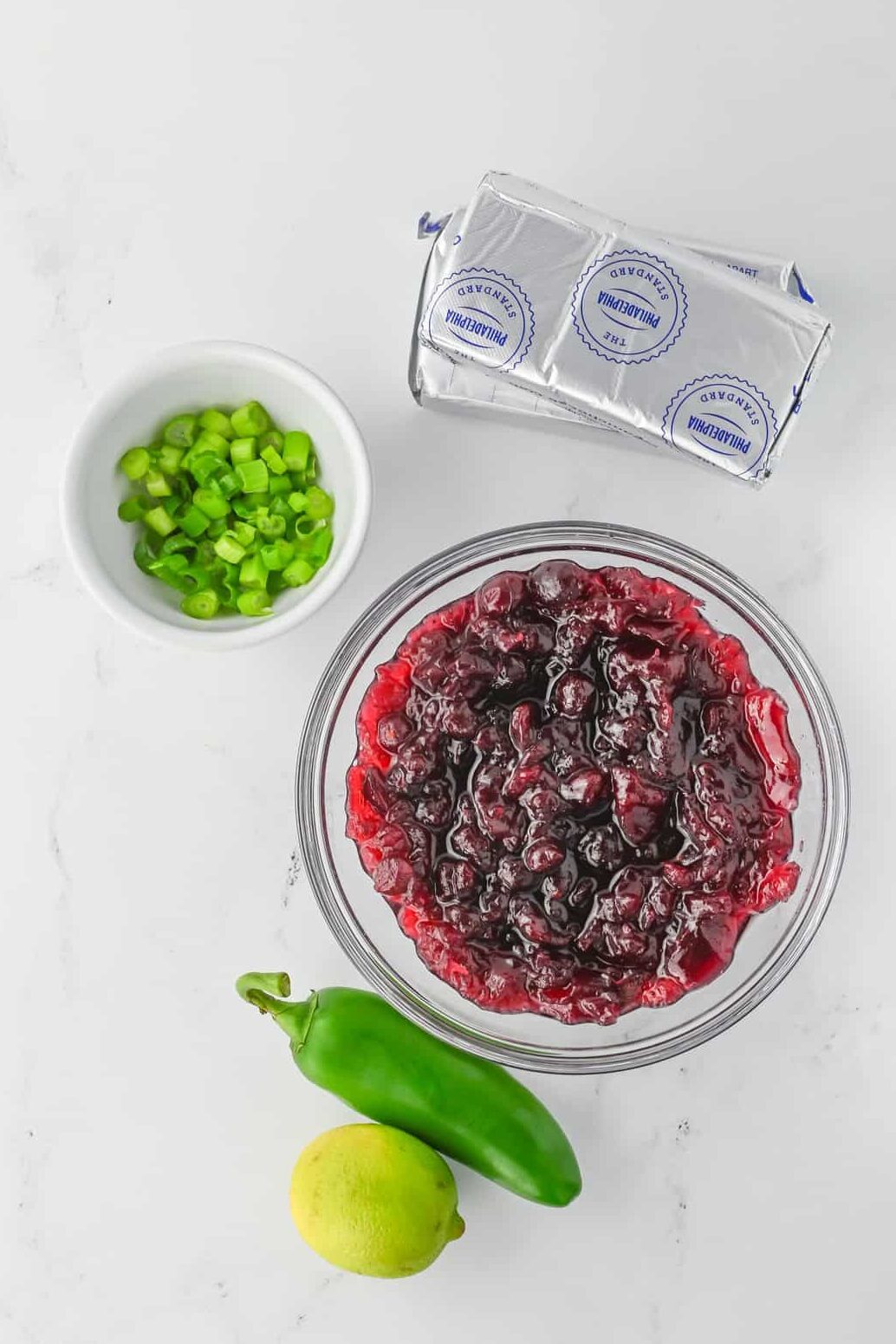 ingredients for cranberry jalapeno dip