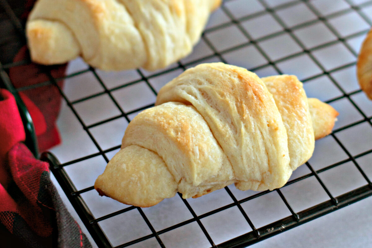 crescent roll on a wire rack