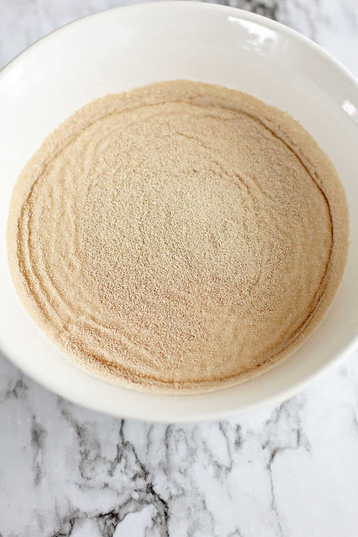 blooming yeast in a bowl